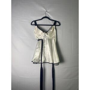 Vintage Intimate Attitudes Tie Waist White/Black Lingerie Top Plus Size 1X